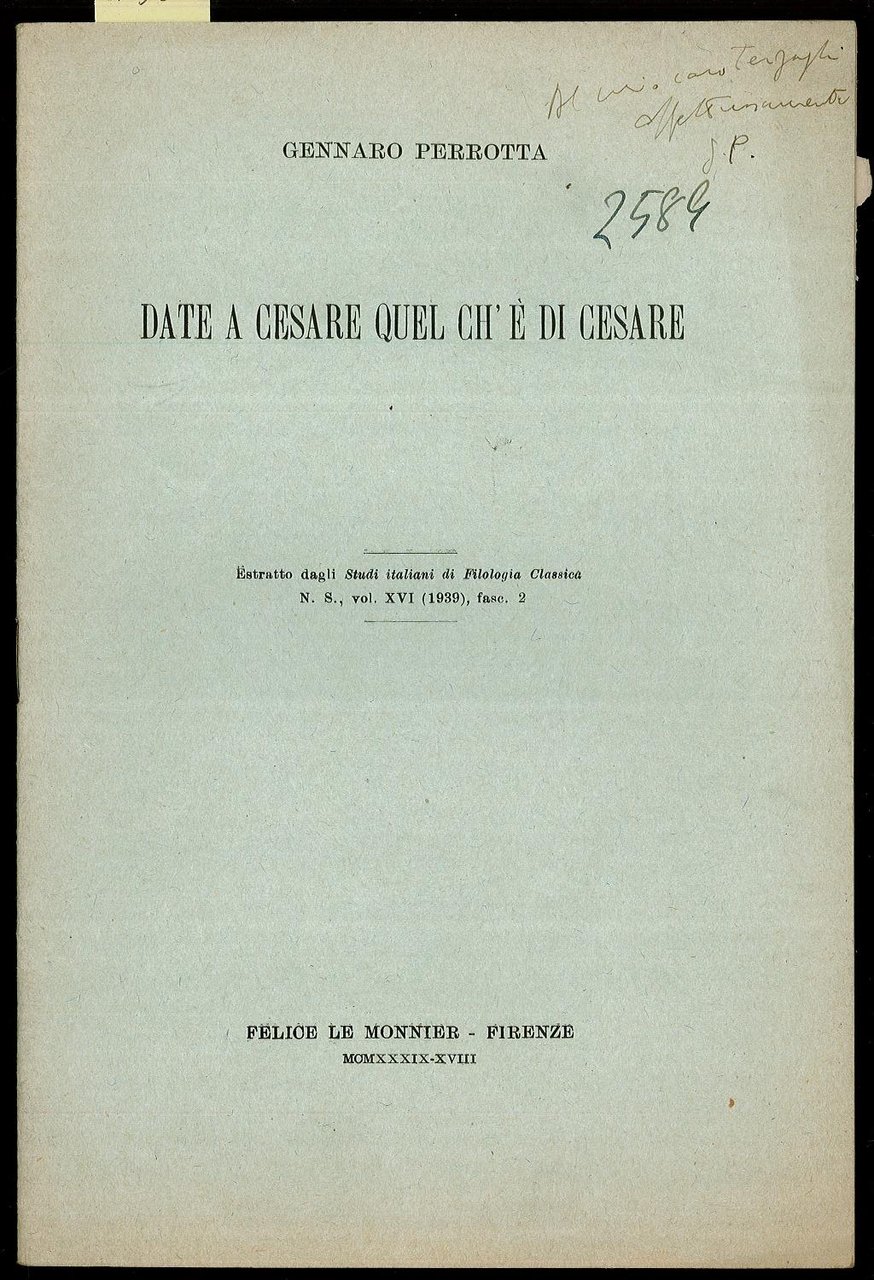Date a Cesare Quel ch’è di Cesare
