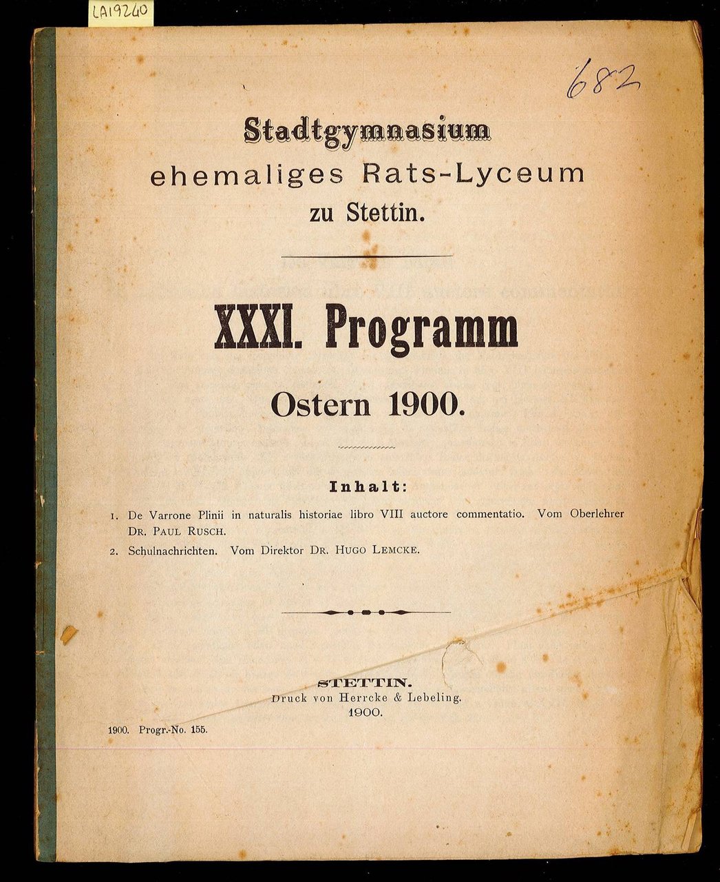 De Varrone Plinii in naturalis historiae libro VIII auctore commentatio | Immagine principale