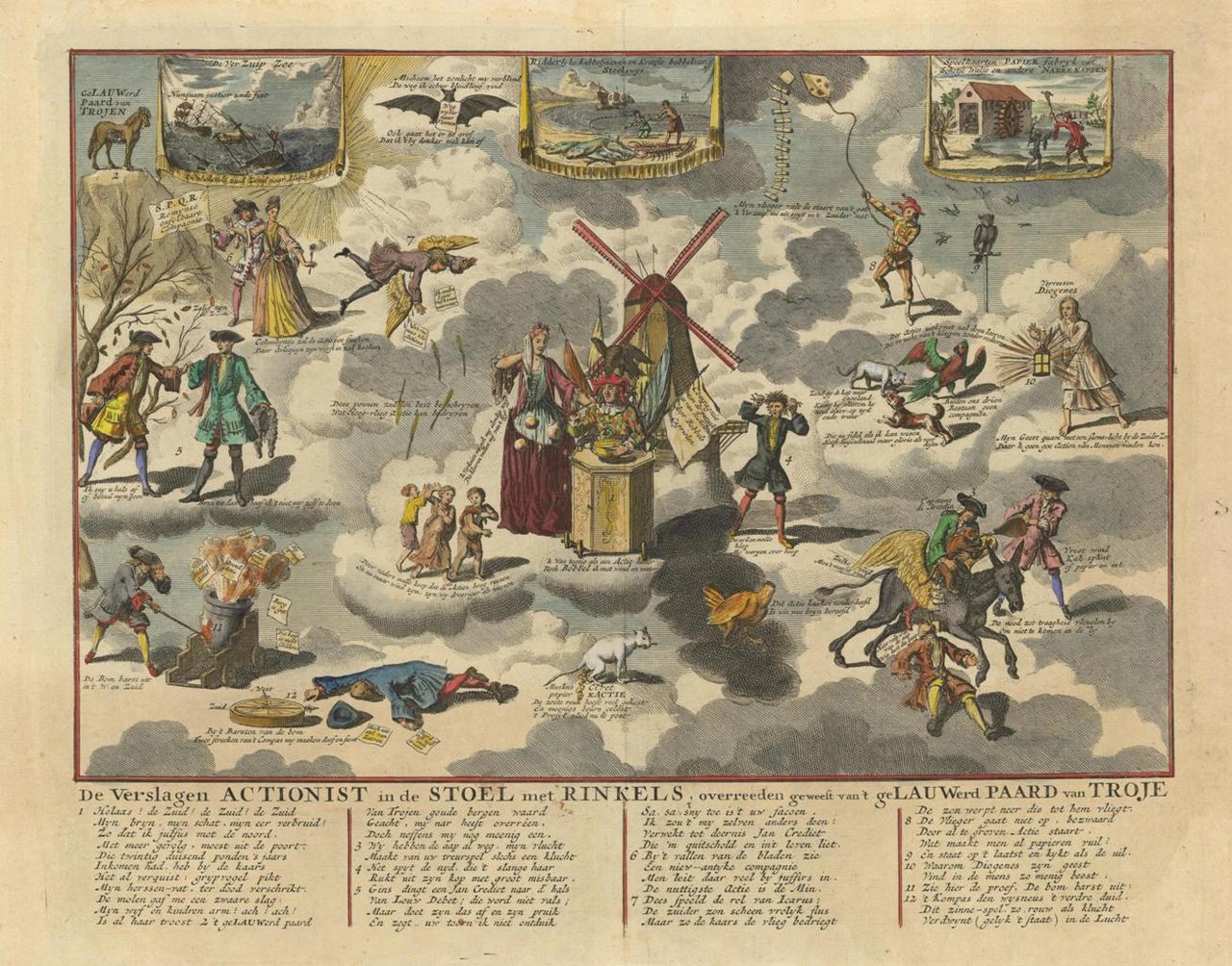 De verslagen actionist in de stoel met rinkels, overreeden geweest …