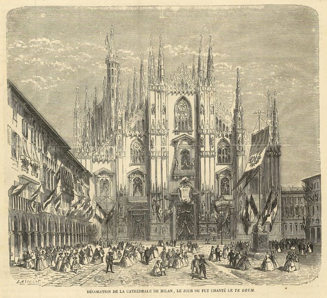 Decoration de la Cathedrale de Milan, le jour ou fut …
