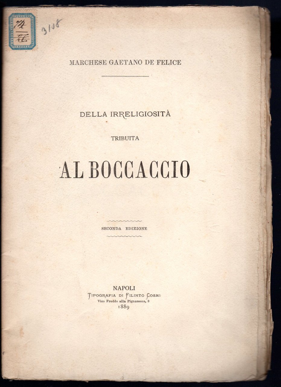 Della irreligiosità tribuita al Boccaccio
