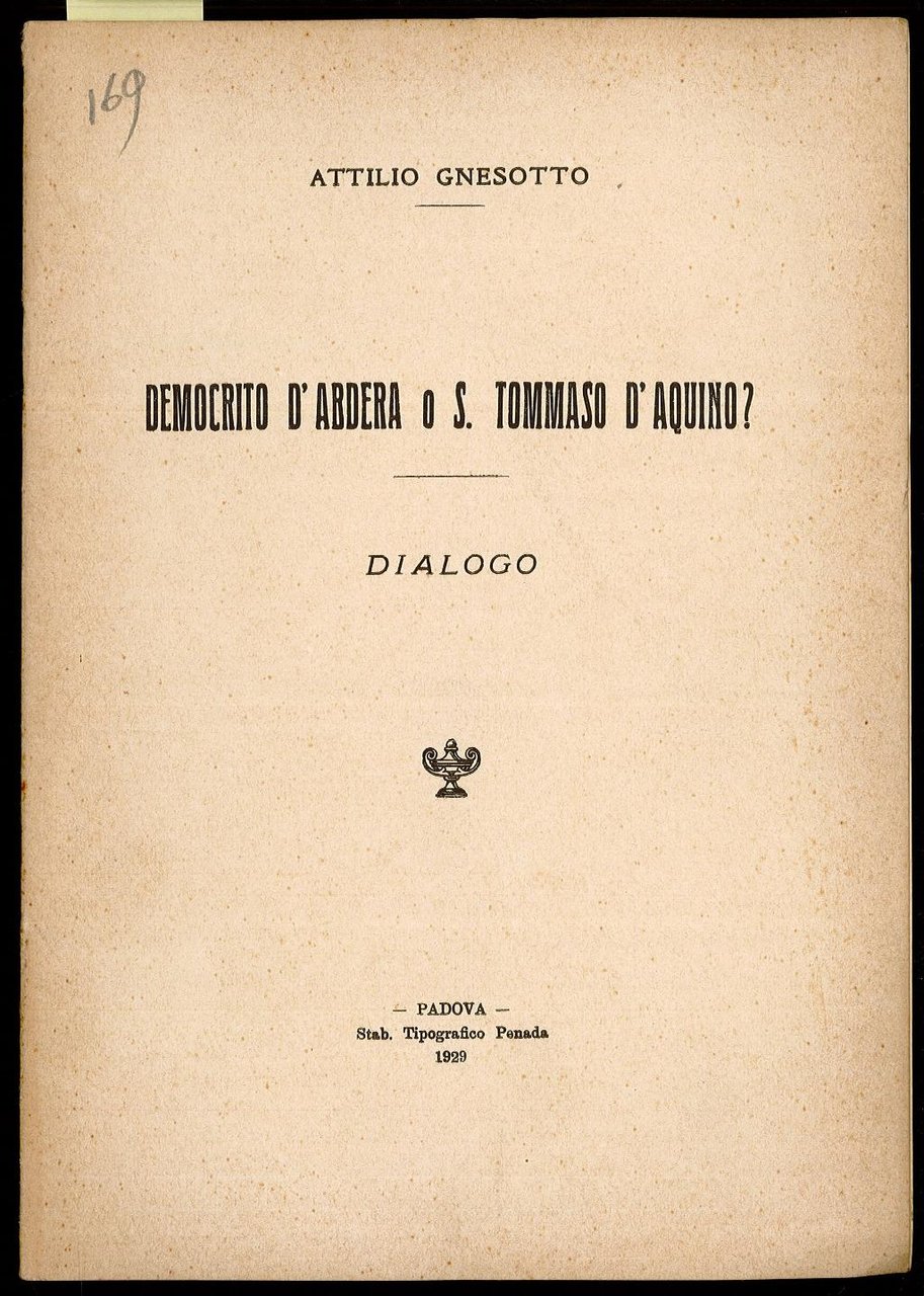 Demoscrito d'Abdera o S. Tommaso d'Aquino? - Dialogo