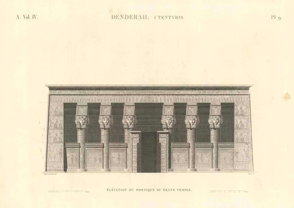 Denderah. (Tentyris) - Elévation du portique du grand temple