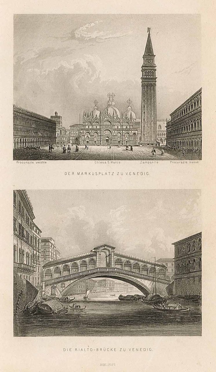 Der Markusplatz zu Venedig - Die Rialto-Brucke zu Venedig