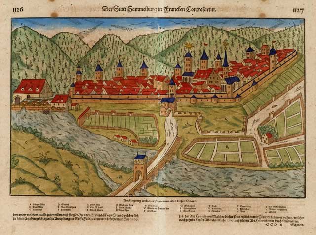 Der Statt Hammelburg in Francfen Contrafactur