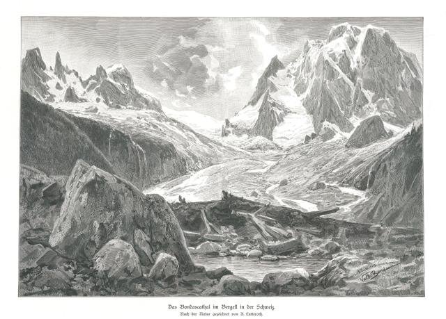Der Thalabschuss des Rosegthals bei Pontresina, von der Alp Ota …