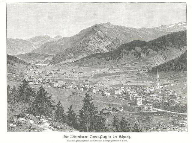 Der Winterkurort Davos=Platz in der Schweiz.
