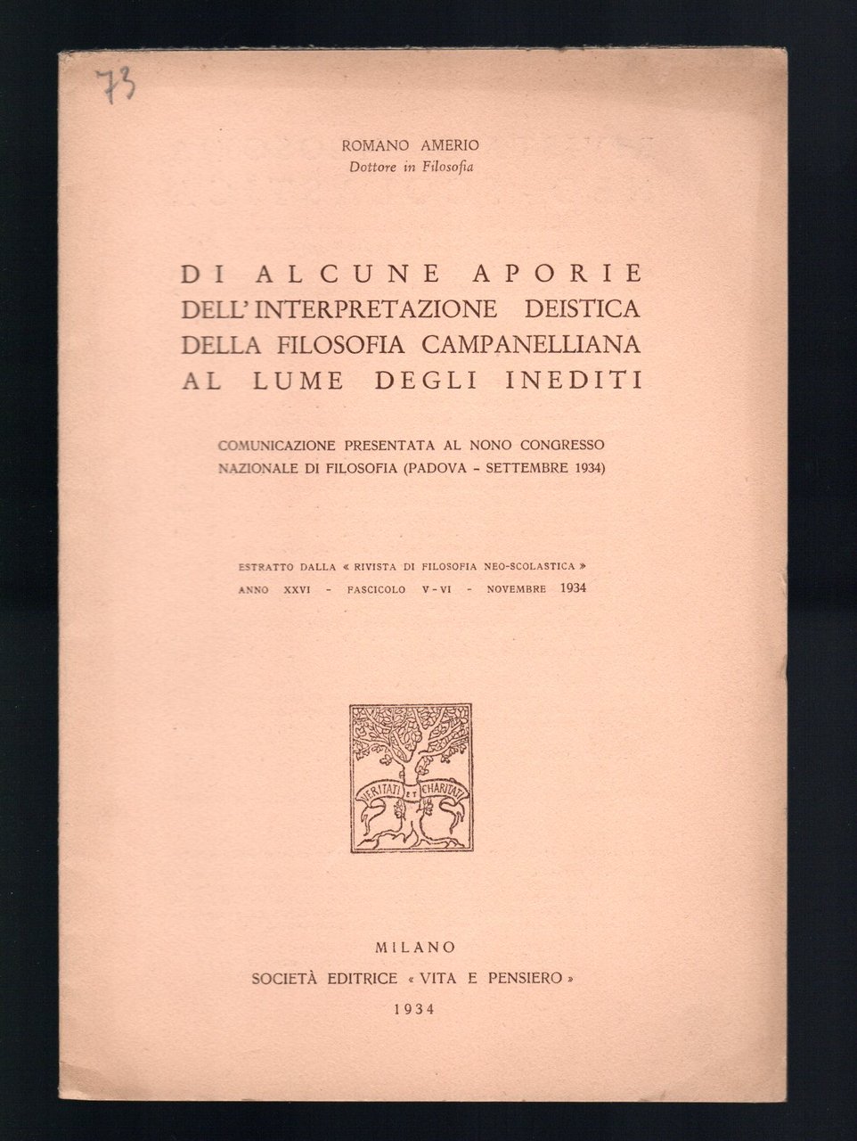 Di alcune Aporie dell'interpretazione deistica della filosofia campanelliana al lume …