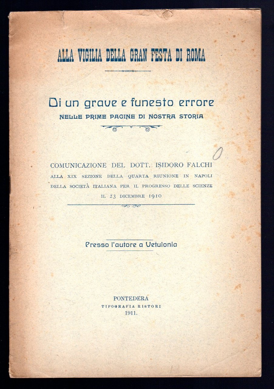 Di un grave e funesto errore nelle prime pagine di …