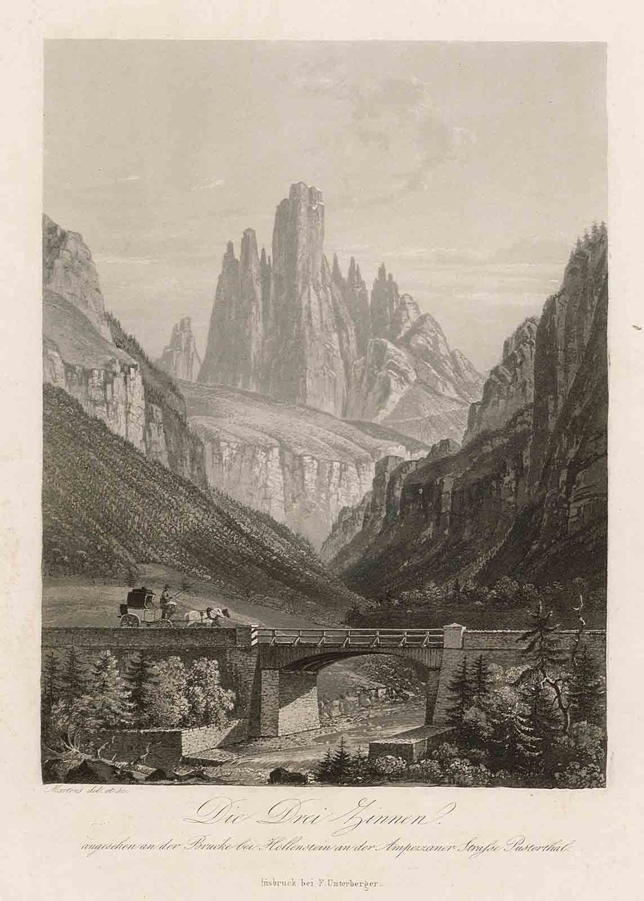 Die Drei Zinnen angesehen an der Bruke bei Hollenstein an …