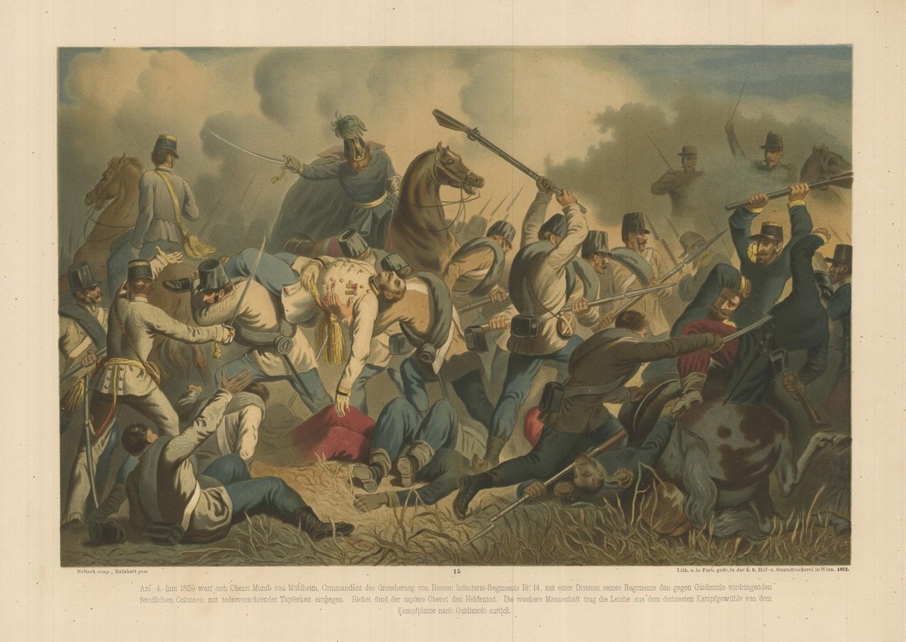 Die heldenmüthige Vertheidigung des Cypressenhügels bei Spia d'Italia durch Major …