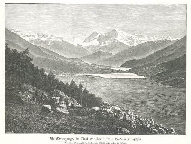 Die Ortlergruppe in Tirol, von der Malfer Heide aus gesehen
