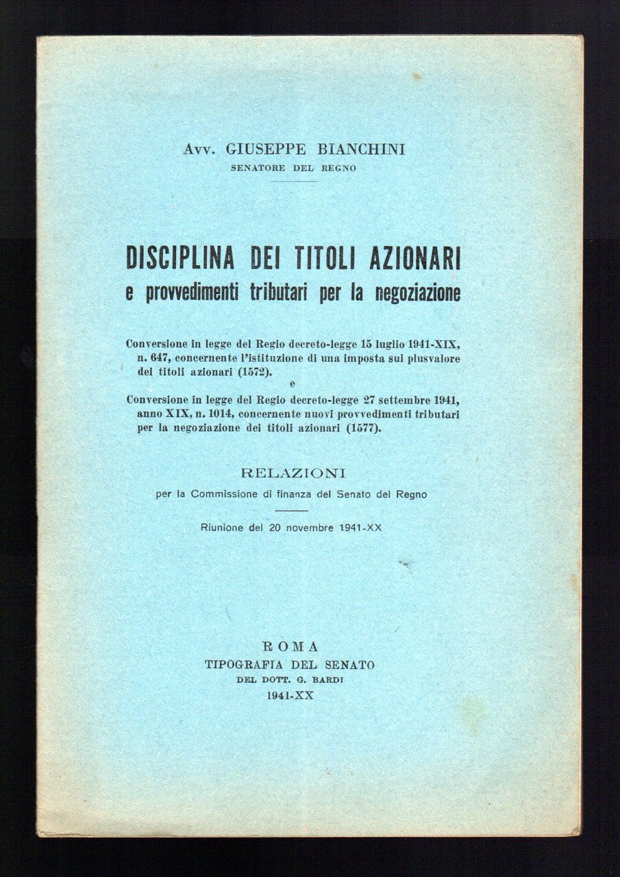 Disciplina dei titoli azionari e provvedimenti tributari per la negoziazione