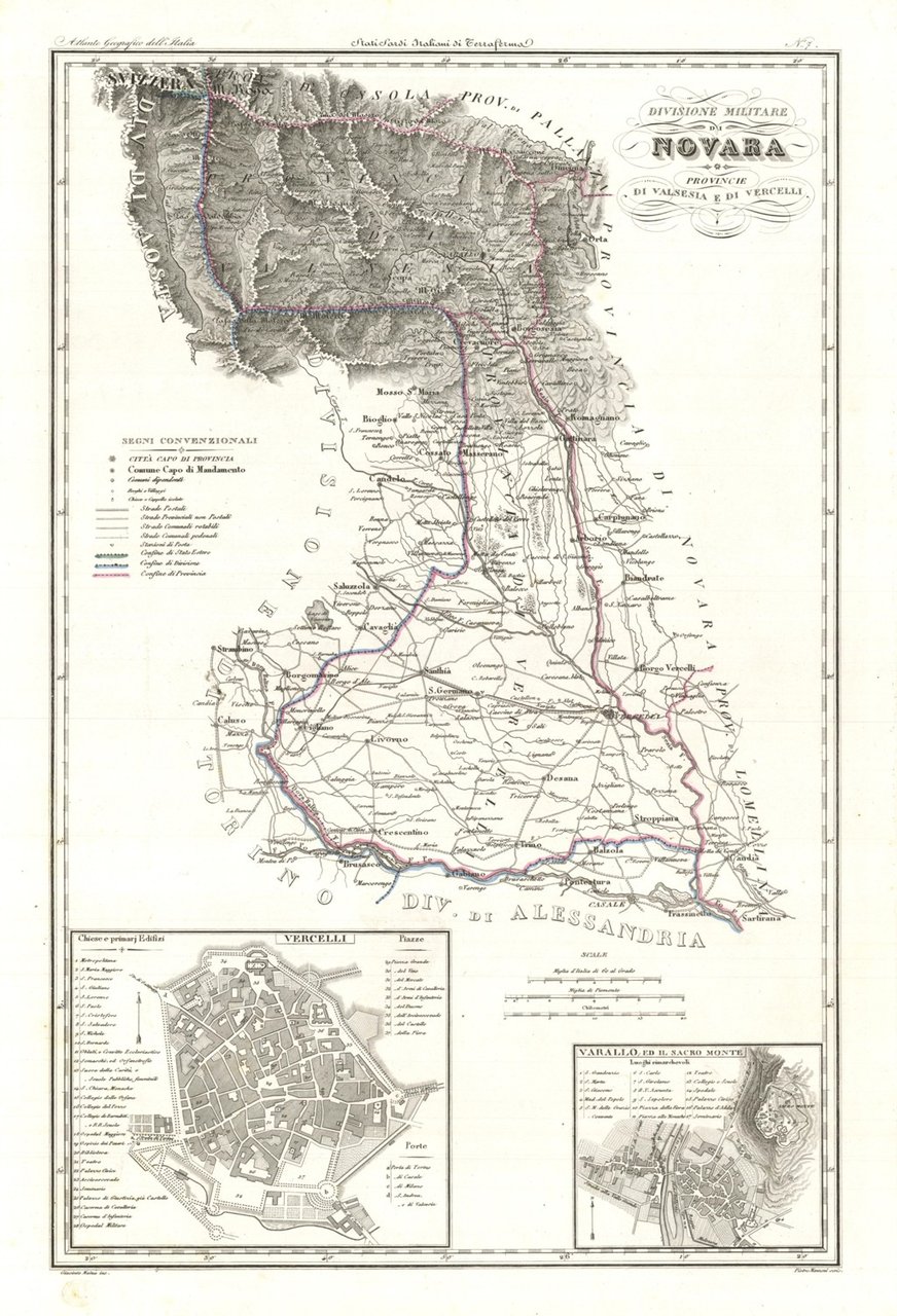 Divisione Militare di Novara. Provincie di Valsesia e di Vercelli