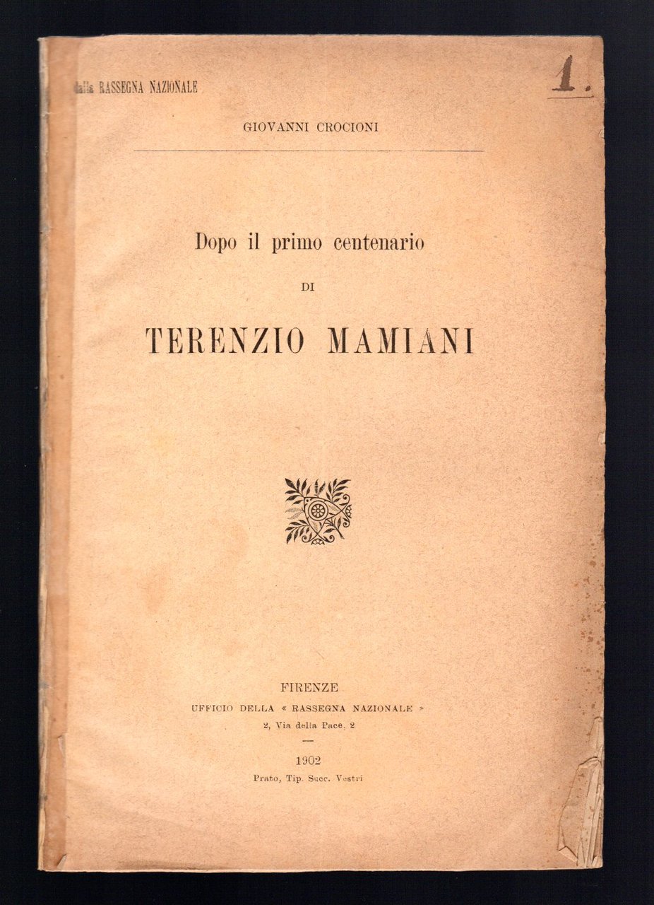 Dopo il primo centenario di Terenzio Mamiani