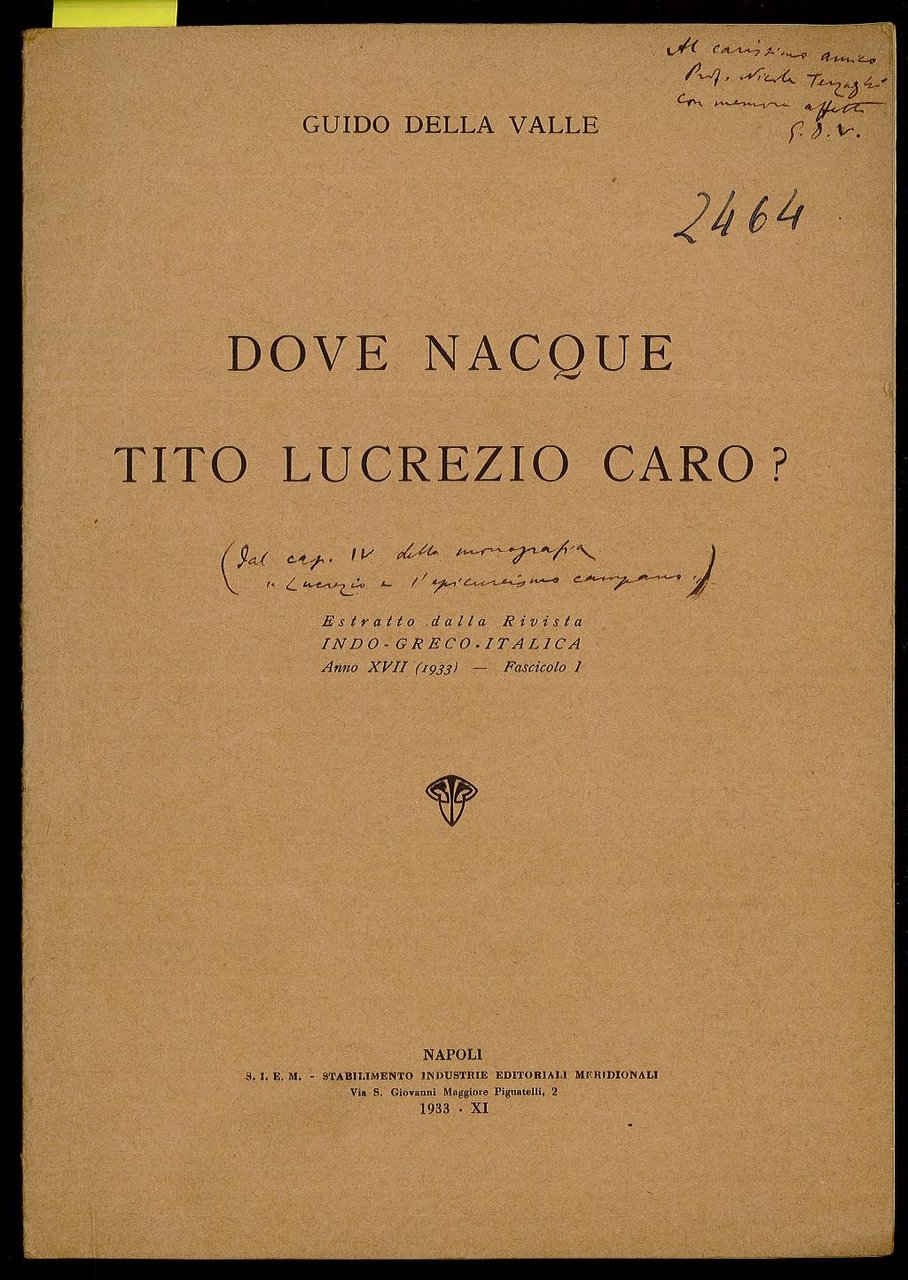 Dove nacque Tito Lucrezio Caro?