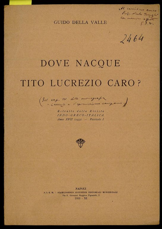 Dove nacque Tito Lucrezio Caro?