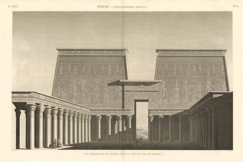 Edfou (Apollinopolis Magna) - Vue perspective du Pylone et de …