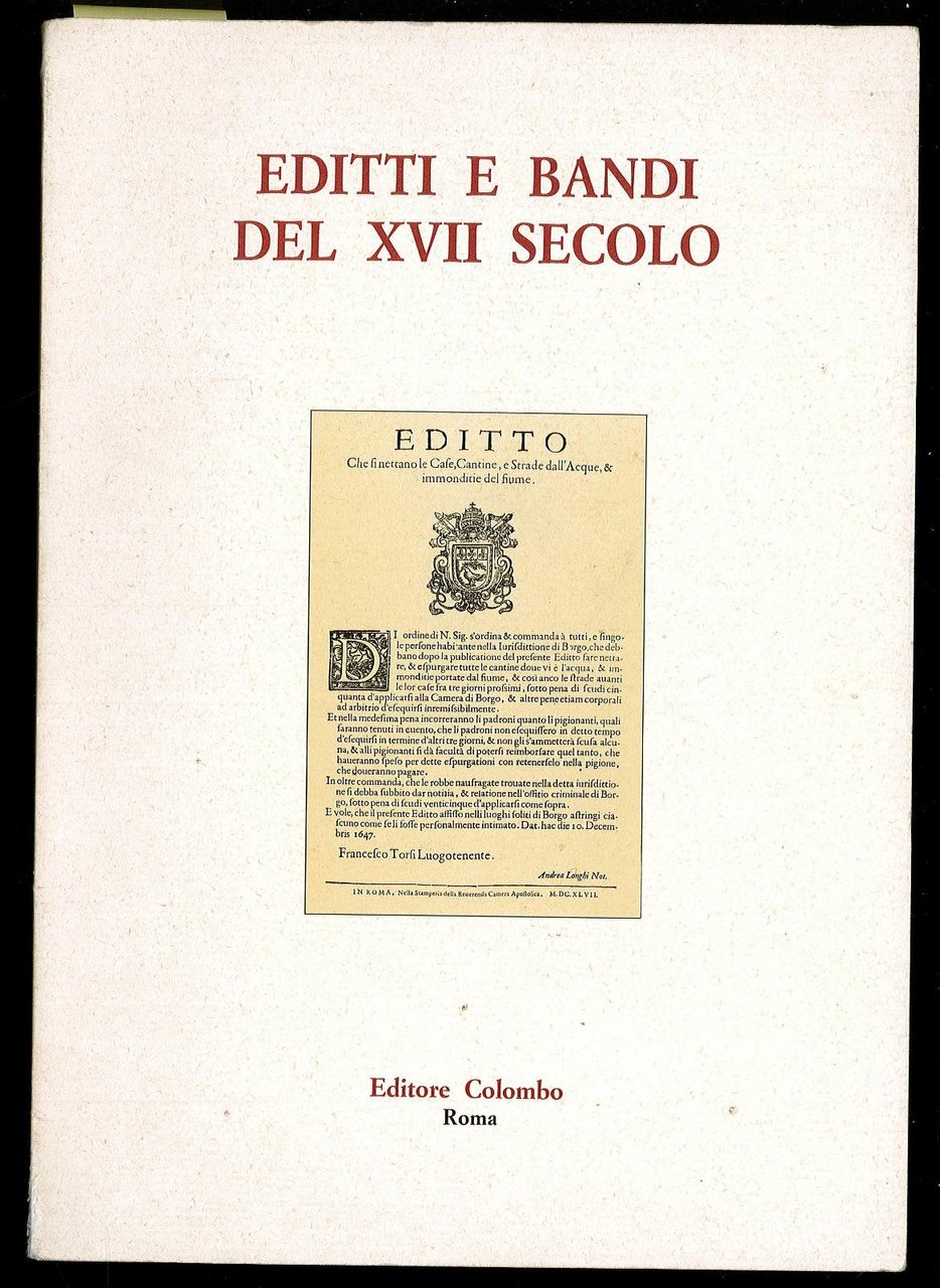 Editti e bandi del XVII secolo – Dal diario di …