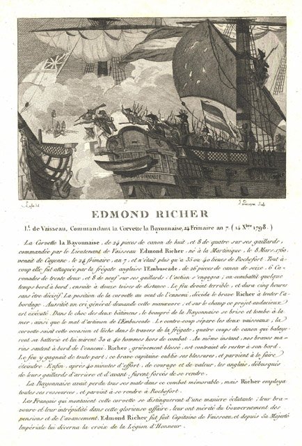 Edmond Richer Lt de Vaisseau, Commandant la Corvette la Bayonnaise, …