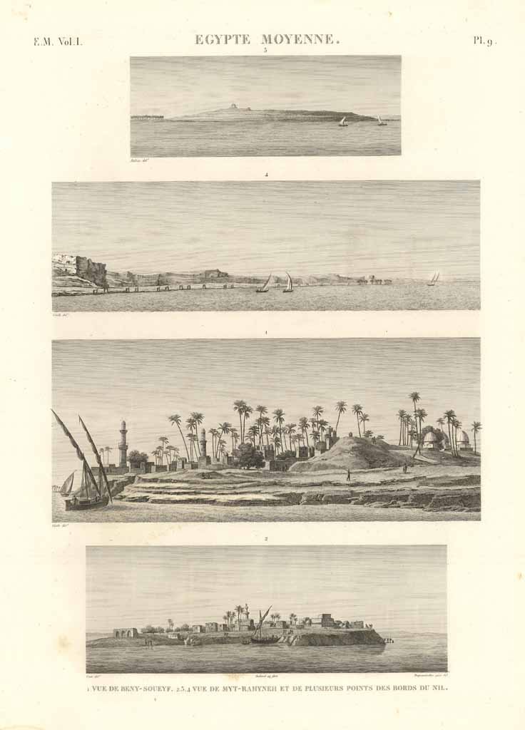 Egypte moyenne - Vue de Beny-Soueyf - Vue de Myt-Rahyneh …