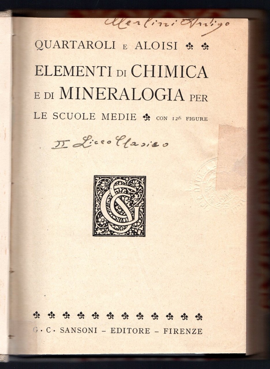 Elementi di chimica e di mineralogia per le scuole medie