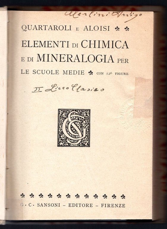 Elementi di chimica e di mineralogia per le scuole medie