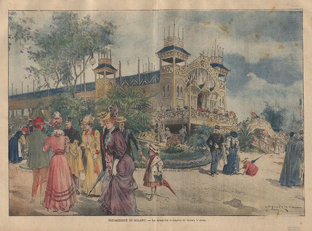 Esposizione di Milano - La stazione d’arrivo in piazza d’Armi