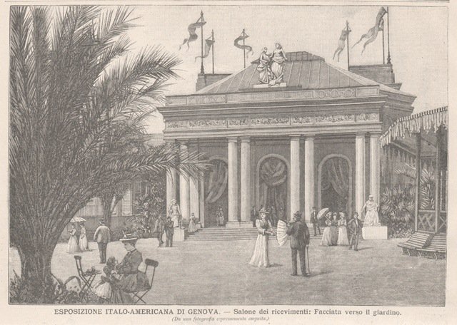 Esposizione italo-americana di Genova - Salone dei ricevimenti: Facciata verso …