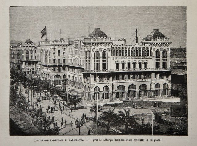 Esposizione universale di Barcellona / Il grande Albergo Internazionale costrutto …