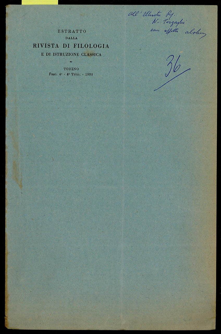 Estratto dalla Rivista di Filologia e di istruzione classica