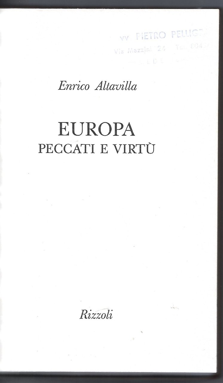 Europa peccati e virtù