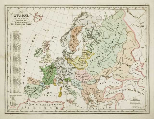 Europe en 1100 indiquant la date de la fondation des …
