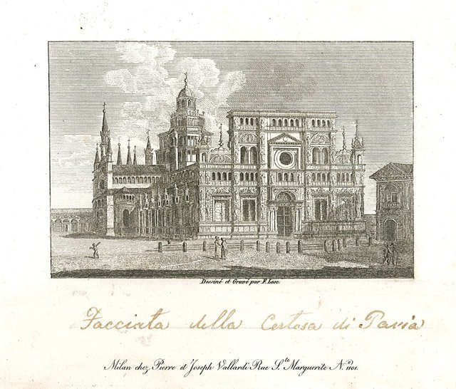 Facciata della Certosa di Pavia (titolo scritto a mano)