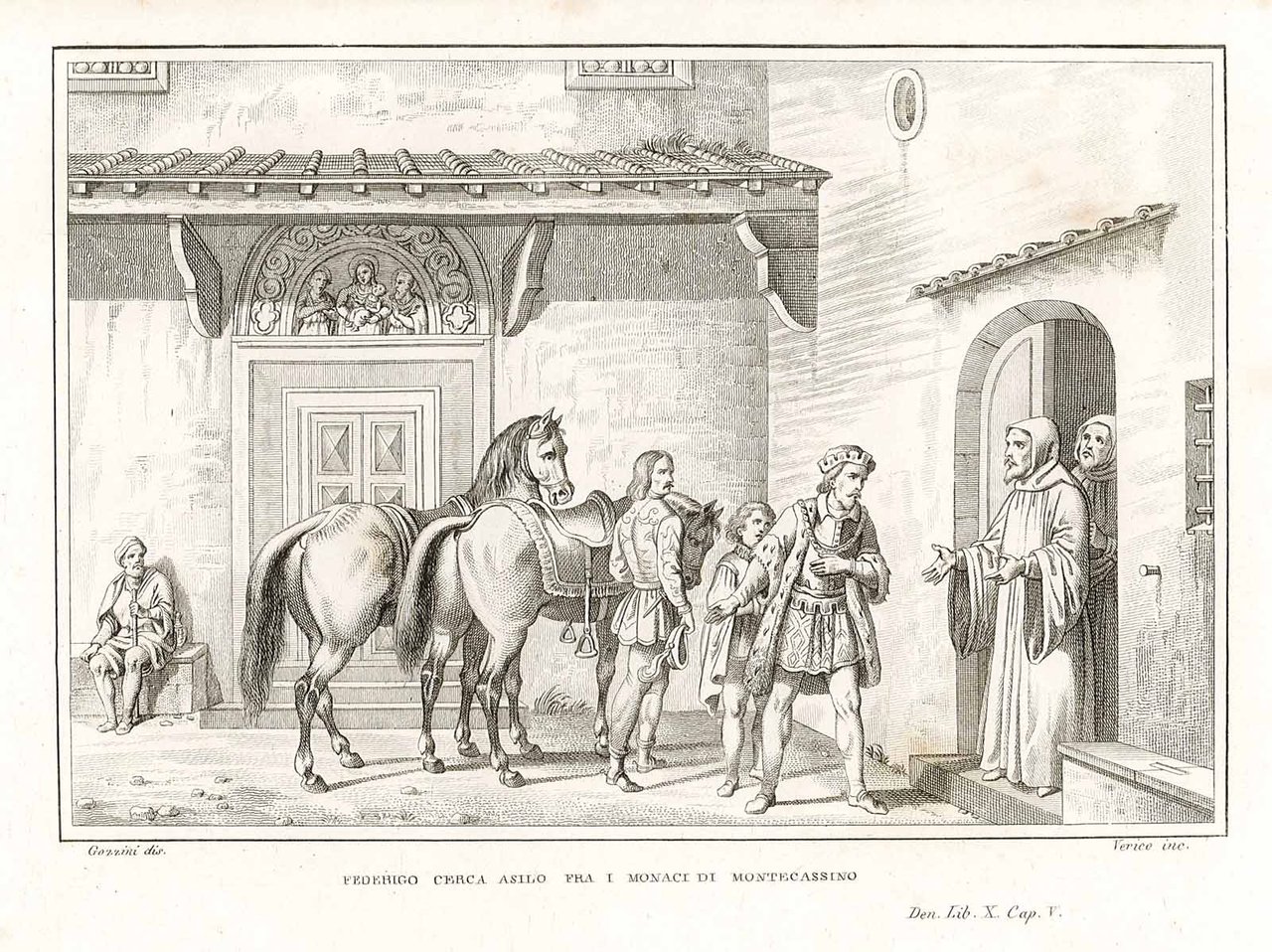 Federigo cerca asilo fra i monaci a Montecassino