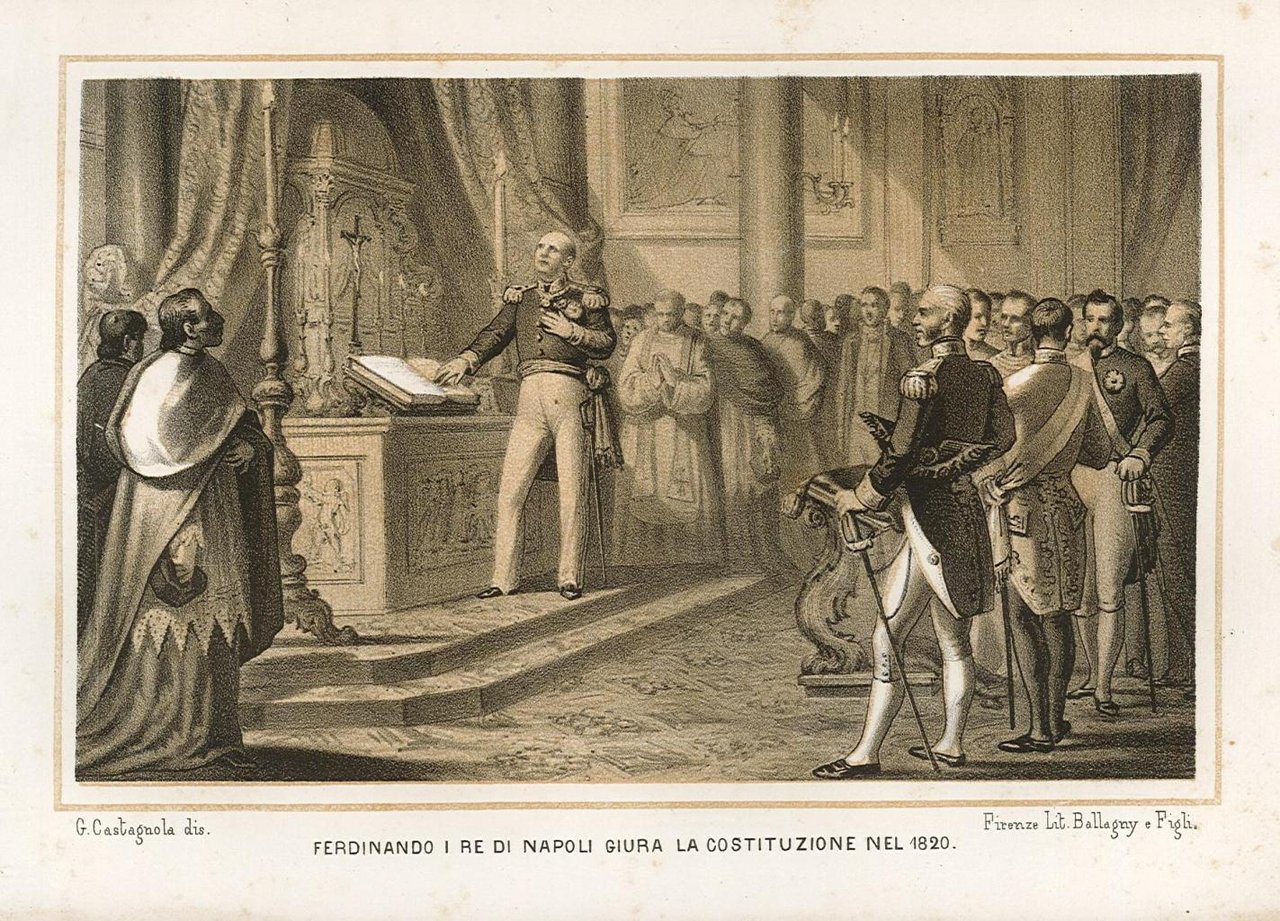 Ferdinando I Re di Napoli giura la Costituzione nel 1820 | Immagine principale
