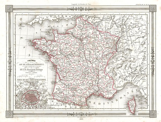 France divisée en 86 départements avec sièges Archiépiscopaux et Episcopaux.