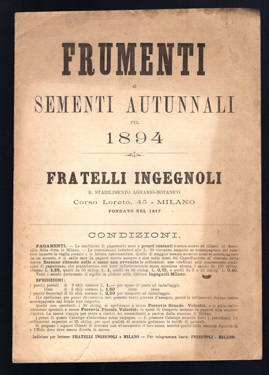 Frumenti e sementi autunnali pel 1894