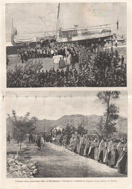 Funerali della principessa Olga di Montenegro a Cattaro e a …