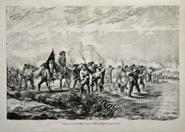 Garibaldi al passaggio della Bojada, in America