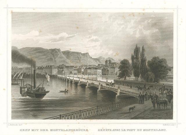 Genf mit der Montblancbruke - Geneve avec le Pont du …