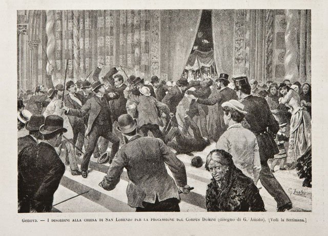 Genova / I disordini alla chiesa di San Lorenzo per …