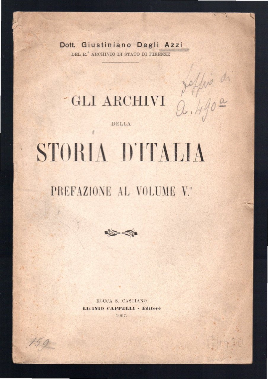 Gli archivi della storia d'Italia. Prefazione al volume V