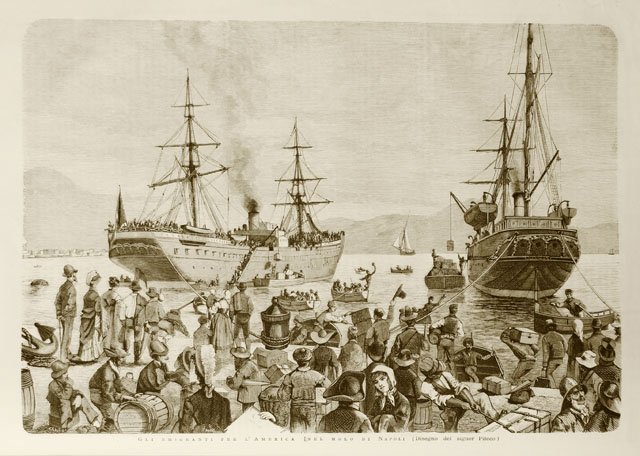 Gli emigranti per l’America nel molo di Napoli