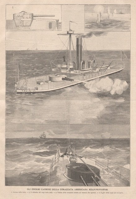 Gli enormi cannoni della corazzata americana Miantonomoh