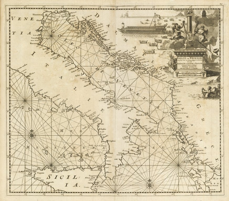 Golfe de Venise avec les Costes maritimes, Bajes et Ports.Dalmatie …