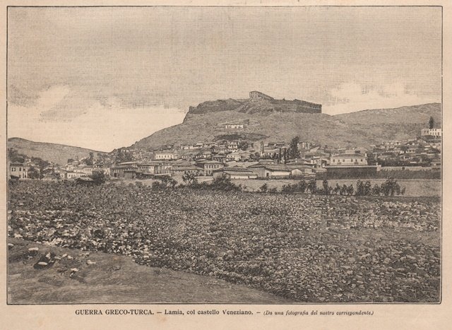 Guerra greco-turca - Lamia, col castello Veneziano