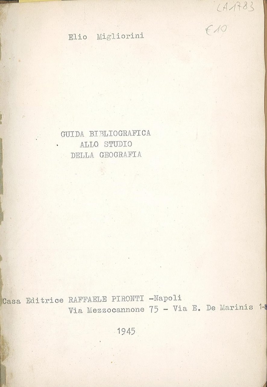 Guida bibliografica allo studio della geografia