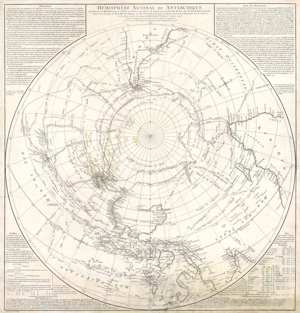 Hemisphere Austral ou Antartique projetté sur un Horizon dont le …