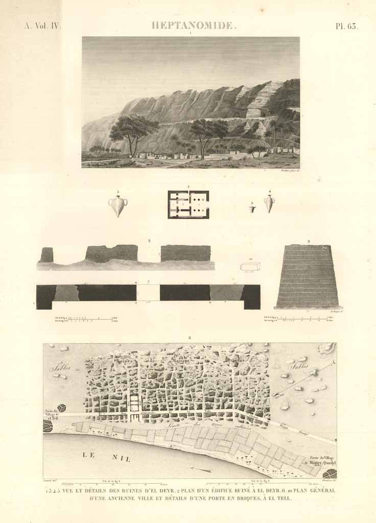 Heptanomide - Vue et détails des ruines d'El Deyr - …